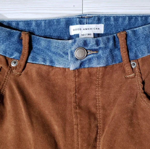 Good American Icon High Rise Denim Suede Straight Leg Jeans - Picture 7 of 10